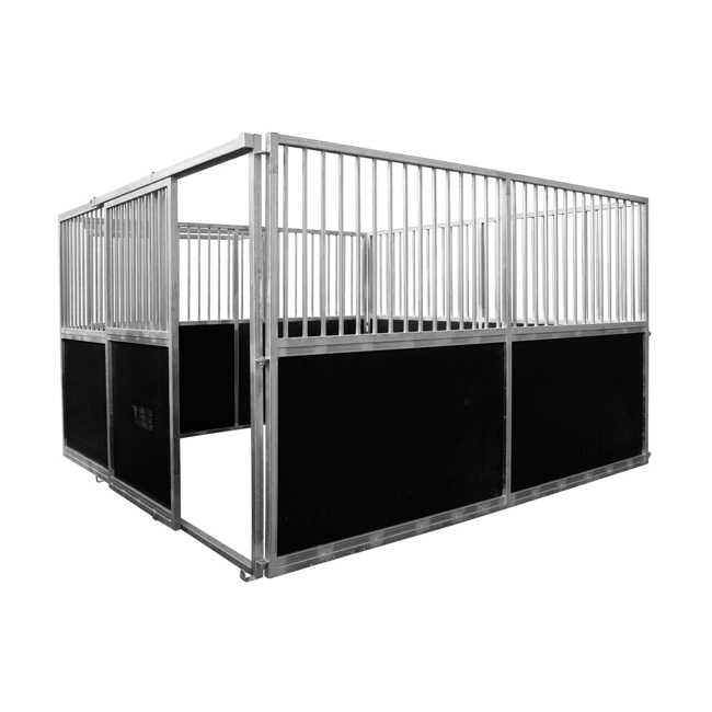 a portable horse stable with tube front