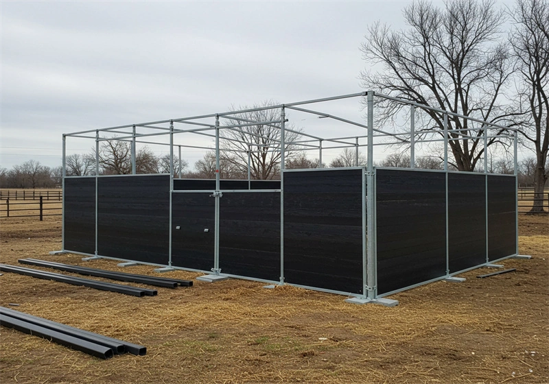 DB Stable showcases a robust, hot-dip galvanized steel structural frame with prefabricated panels, designed for durable portable horse stables for ANZ. This modular system ensures long-lasting protection for professional equestrian facilities.