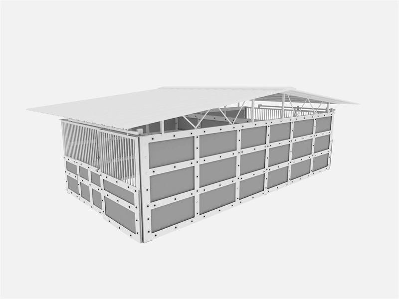 This image displays a modular DB Stable portable horse stable featuring 10mm UV-resistant HDPE panels and a galvanized steel frame, designed for high-quality equine facilities in Australia and New Zealand.