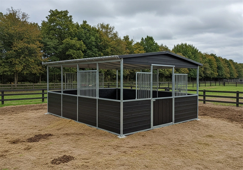DB Stable showcases a robust portable horse stable designed specifically for the Australian and New Zealand markets. This flat-pack structure features durable galvanized steel frames and HDPE panels, offering an ideal solution for equestrian farms and commercial distributors seeking efficient, tax-beneficial facilities.