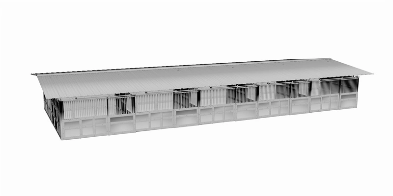 This image displays a durable flat-pack portable horse stable, engineered for the Australian and New Zealand markets. The unit features a galvanized frame and modular HDPE siding, representing a high-quality DIY stable kit designed for easy shipping and quick on-site assembly.