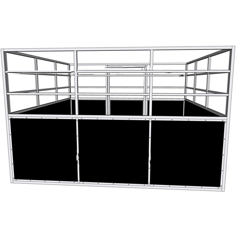 DB Stable's portable horse stables for ANZ featuring a durable galvanized steel frame and HDPE panels designed for import as a flat pack kit.