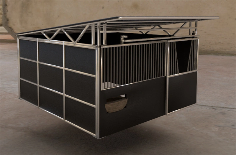 DB Stable manufactures high-quality portable horse stables for ANZ, featuring hot-dip galvanized frames and HDPE panels. This flat-pack stable kit is designed for efficient shipping and easy assembly by professional distributors and farm owners.