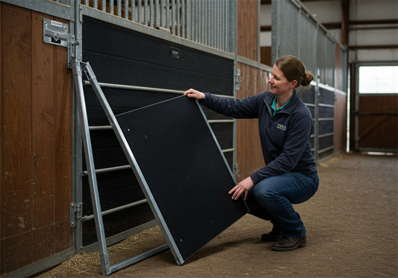 A DB Stable professional installs a high-quality HDPE panel for our portable horse stables for ANZ markets, demonstrating the durability and ease of assembly for DIY kit solutions.